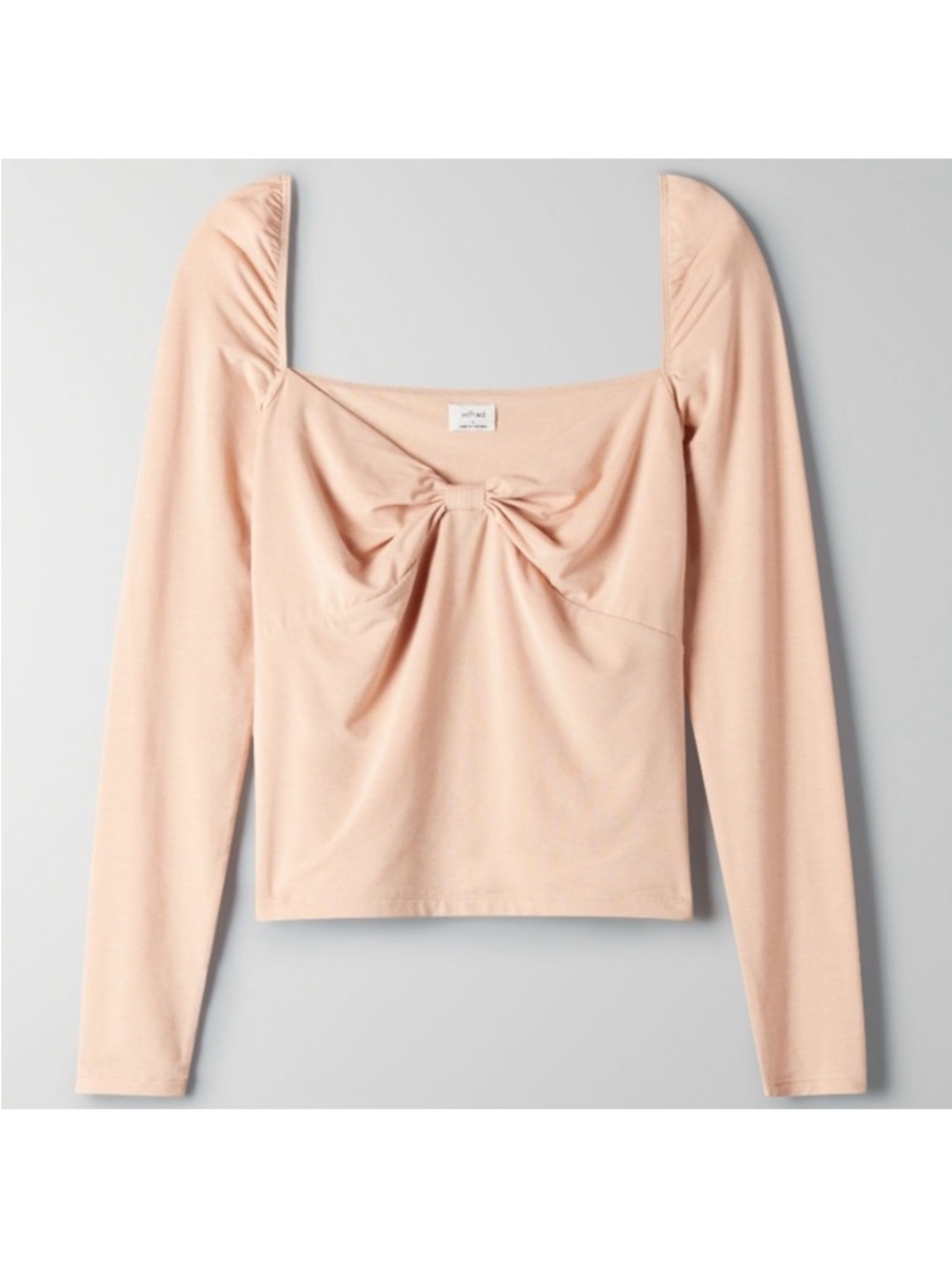 Women’s Long Sleeve Square Neck Twist-Front Top - Blush